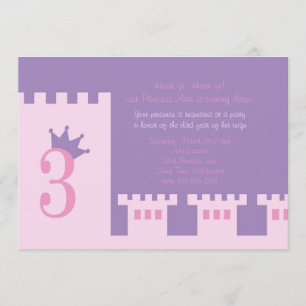 3rd födelsedagsfestinbjudan för Princess Inbjudningar