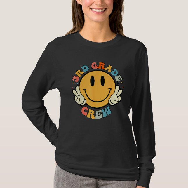 3rd Grade Crew Retro Groovy Teacher Student Back T T Shirt (Framsida)