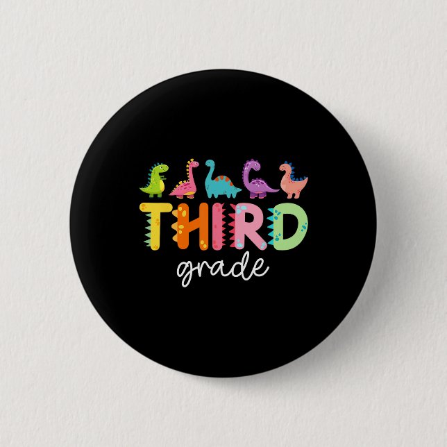 3rd Grade Dinosaur Back To School First Day Of Sch Knapp (Framsida)