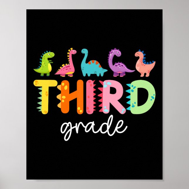 3rd Grade Dinosaur Ck To School First Day Of Schoo Poster (Framsidan)