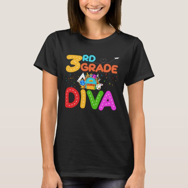 3rd Grade Diva First Day of School T Shirt (Framsida)