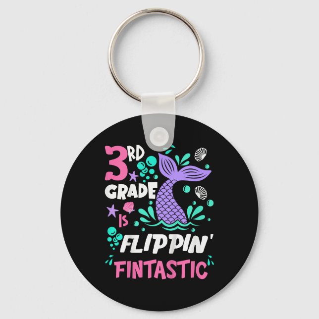3rd Grade Is Flippin Fintastic Back To School Merm Nyckelring (Framsida)