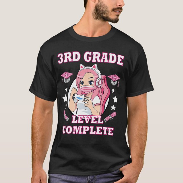 3rd grade level complete funny gaming graduation a t shirt (Framsida)