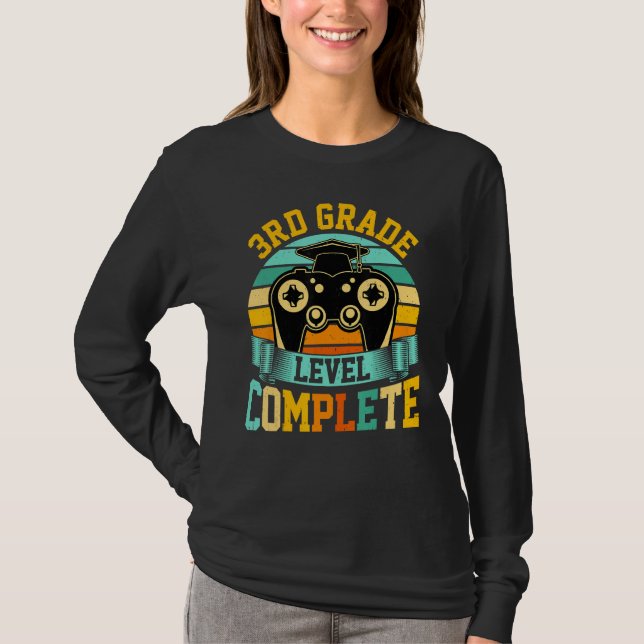 3rd Grade Level Complete  Video Gaming Gamer Gradu T Shirt (Framsida)
