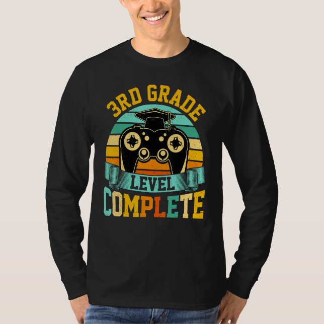 3rd Grade Level Complete  Video Gaming Gamer Gradu T Shirt (Framsida)