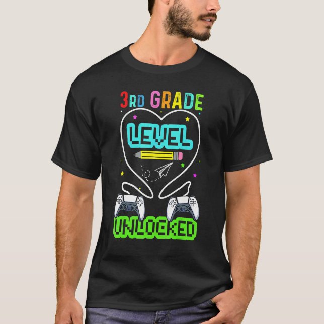 3rd Grade Level Unlocked First Day Back To School  T Shirt (Framsida)