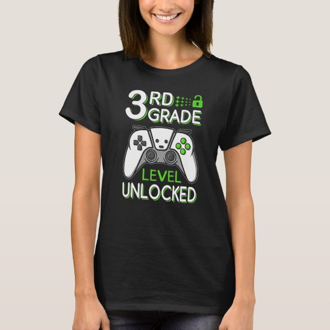 3rd Grade Level Unlocked VideoGame Gamer Back to S T Shirt (Framsida)