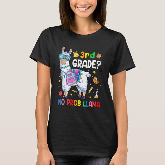 3rd Grade No Prob Llama  Back To School Outfit T Shirt (Framsida)