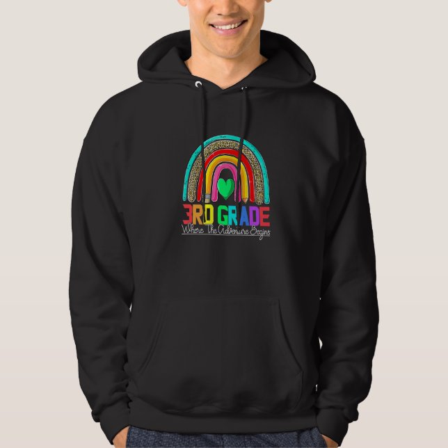 3rd grade rainbow leopard teacher team third grade hoodie (Framsida)