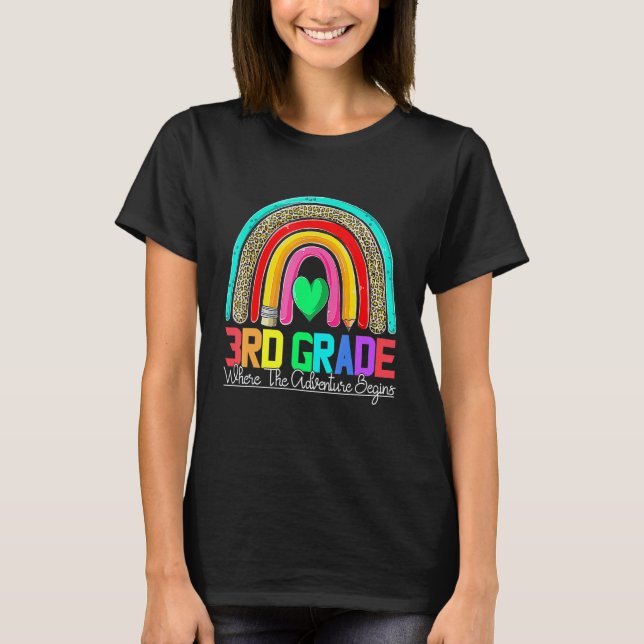 3rd grade rainbow leopard teacher team third grade t shirt (Framsida)