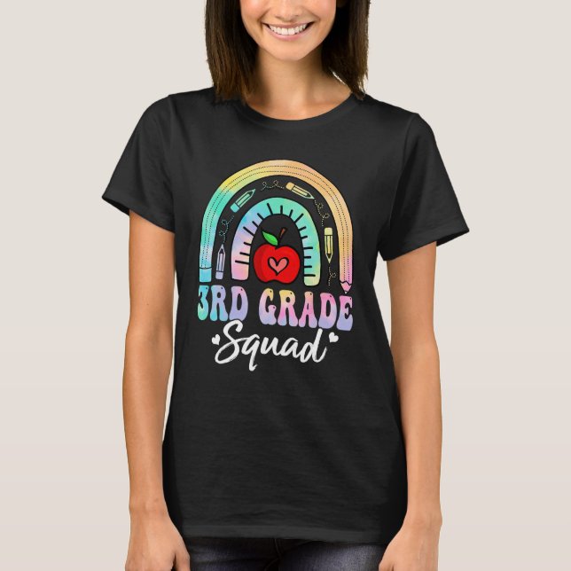 3rd Grade Squad Back To School Rainbow Teacher Gir T Shirt (Framsida)