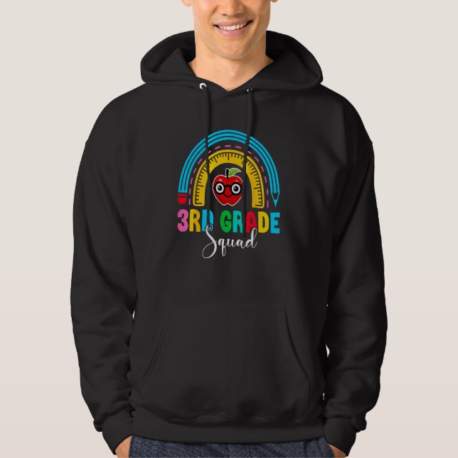 3rd Grade Squad Back To School Rainbow Teachers Th Hoodie (Framsida)