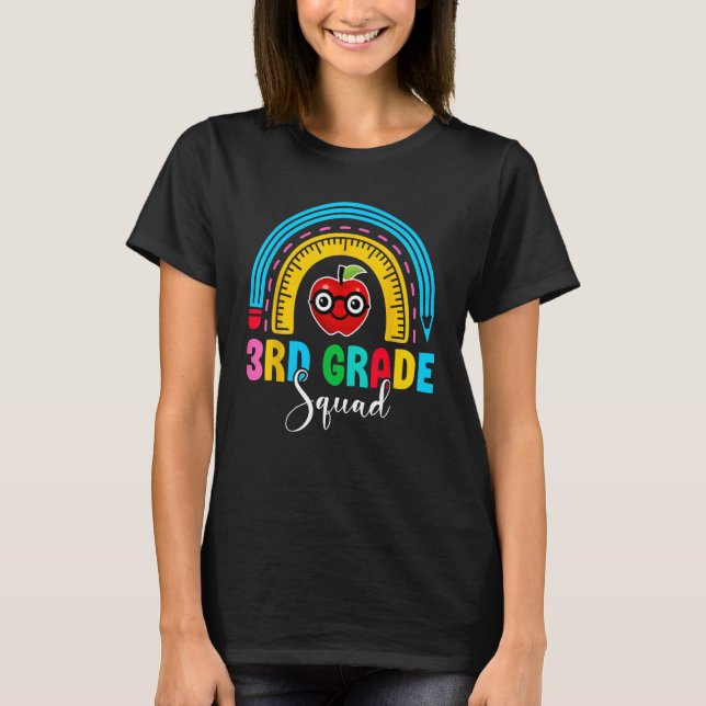 3rd Grade Squad Back To School Rainbow Teachers Th T Shirt (Framsida)