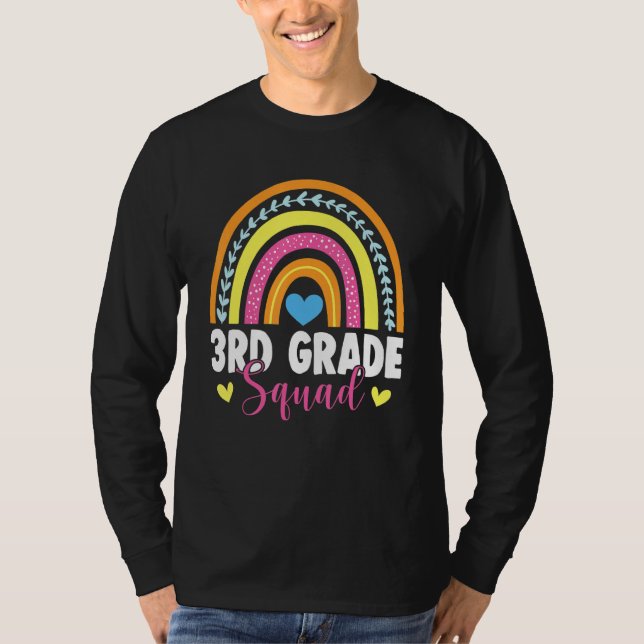 3rd Grade Squad Rainbow First Day Back To School T Shirt (Framsida)