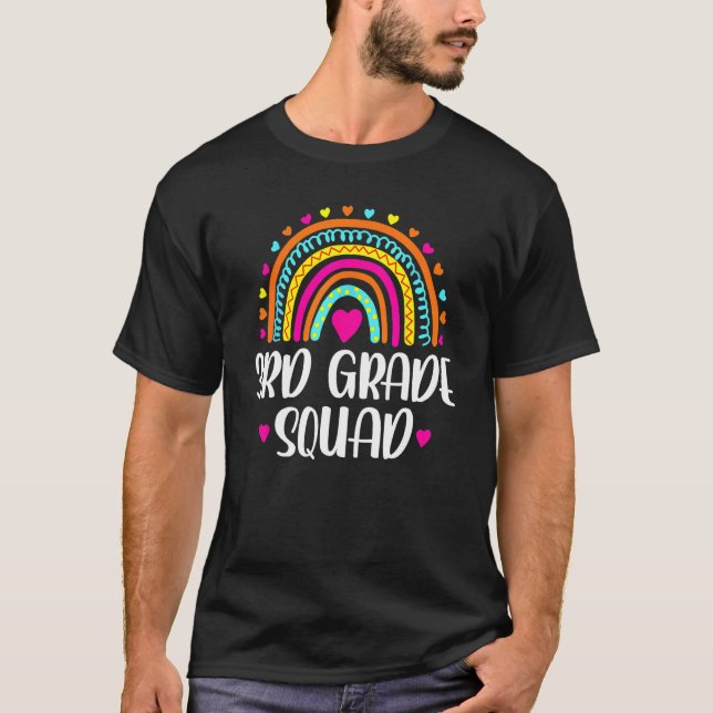 3rd Grade Squad Teacher  Rainbow  Back To School T Shirt (Framsida)