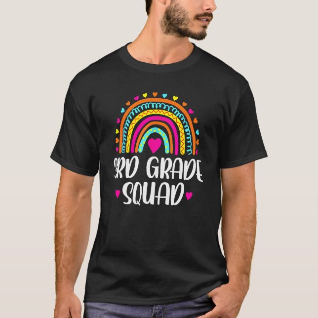 3rd Grade Squad Teacher  Rainbow  Back To School T Shirt (Framsida)