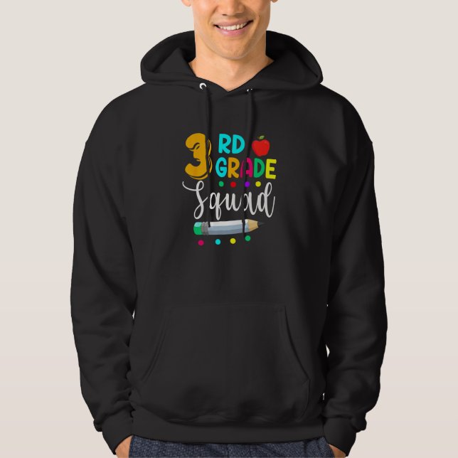 3rd Grade Squad  Teacher Student Team Back To Scho Hoodie (Framsida)