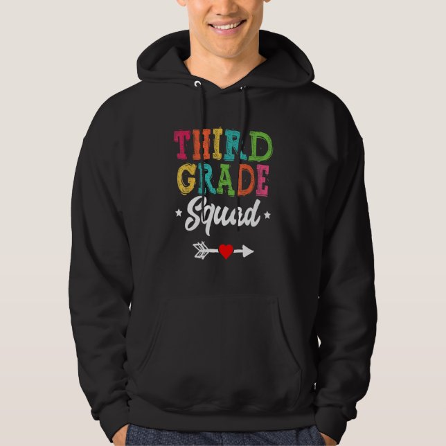 3rd Grade Squad Third Teacher Student Team Back To Hoodie (Framsida)