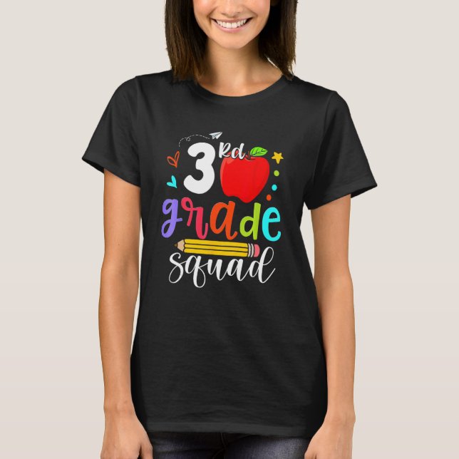 3rd Grade Squad Third Teacher Student Team Back To T Shirt (Framsida)