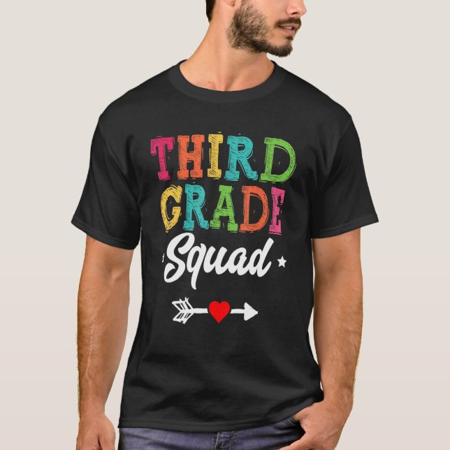 3rd Grade Squad Third Teacher Student Team Back To T Shirt (Framsida)