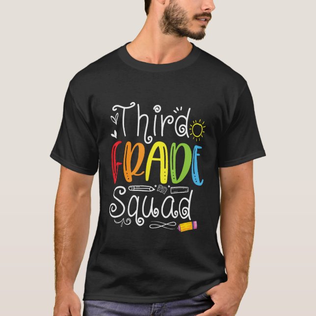 3rd Grade Squad Third Teacher Student Team Back To T Shirt (Framsida)
