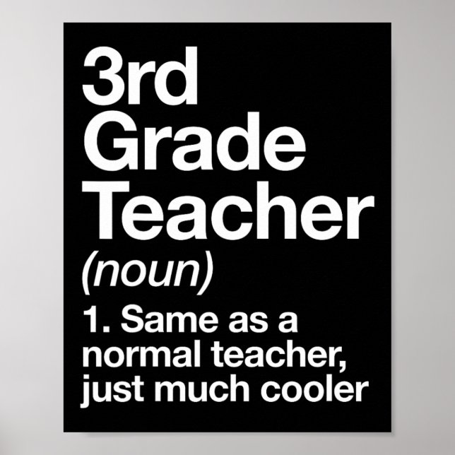 3rd Grade Teacher Definition Funny Ck To School Fi Poster (Framsidan)