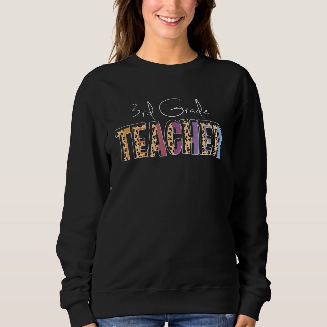 3rd Grade Teacher Leopard Back To School Teacher T Shirt (Framsida)