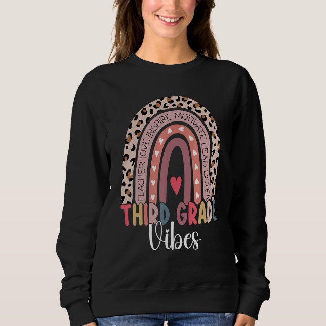 3rd Grade Vibes Rainbow Leopard Third Grade Teache T Shirt (Framsida)