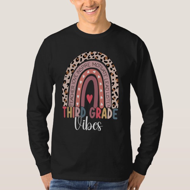3rd Grade Vibes Rainbow Leopard Third Grade Teache T Shirt (Framsida)