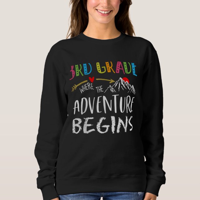 3rd Grade Where The Adventure Begins Teacher back  T Shirt (Framsida)