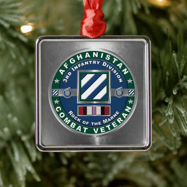 3rd ID Infantry Division Christmas Afghanistan Vet Julgransprydnad Metall (Träd)