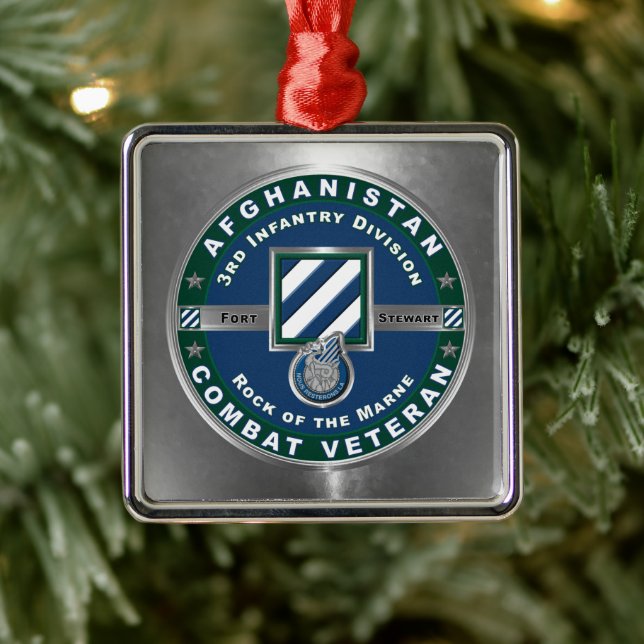 3rd ID Infantry Division Christmas Afghanistan Vet Julgransprydnad Metall (Träd)
