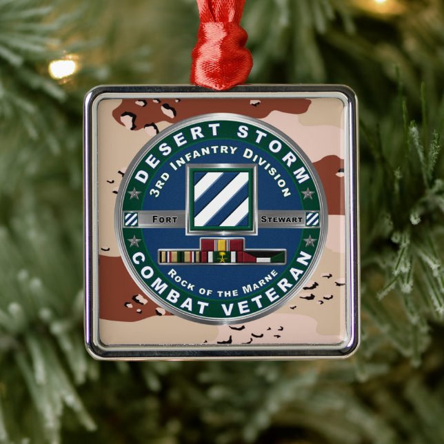 3rd ID Infantry Division Christmas Desert Storm  Julgransprydnad Metall (Träd)