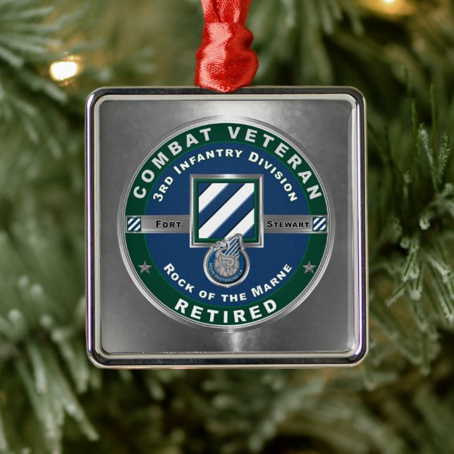 3rd ID Infantry Division Christmas Retired Julgransprydnad Metall (Träd)