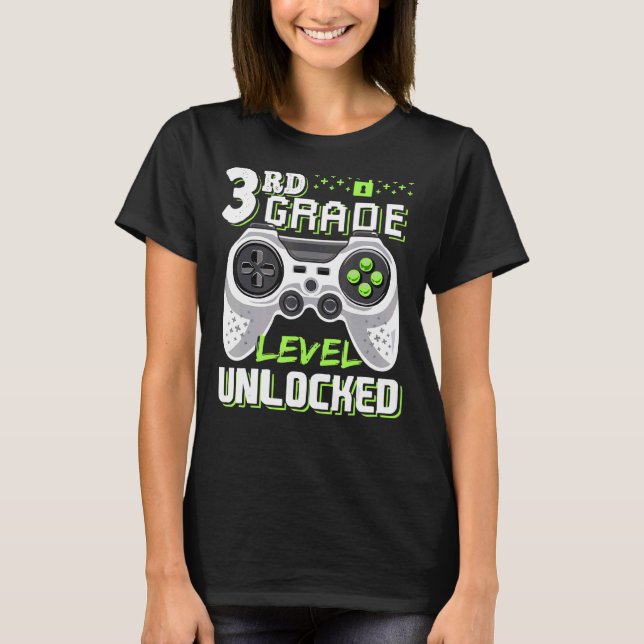 3RD KLASS-NIVÅ OLOCKAT videospel Back to school T Shirt (Framsida)