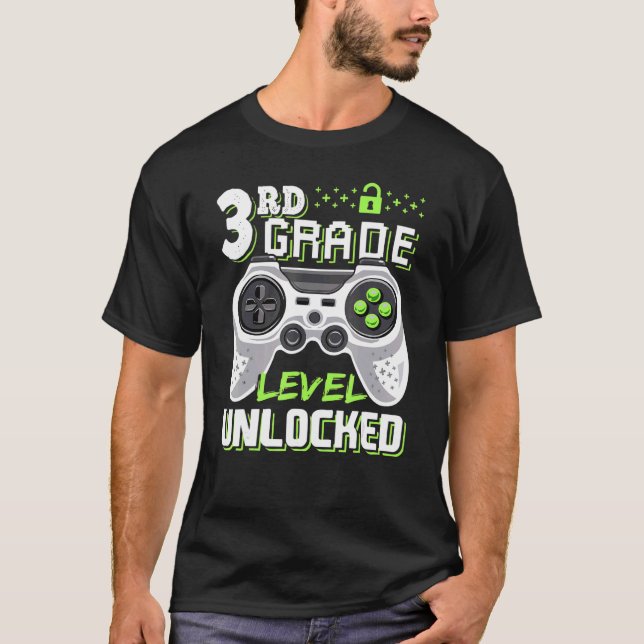 3RD KLASS-NIVÅ OLOCKAT videospel Back to school T Shirt (Framsida)