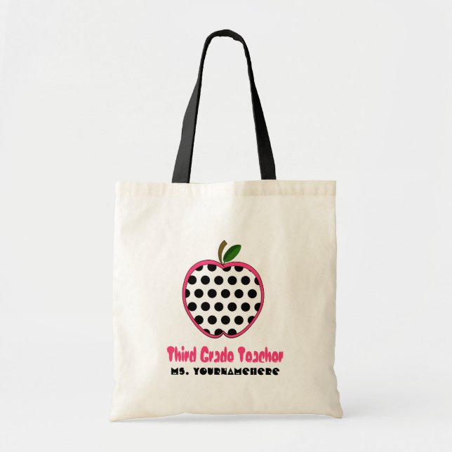 3rd Klasslärare hänger lös - polkaen pricker Apple Tygkasse (Framsidan)