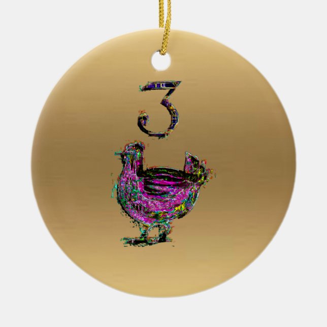 3rd och 4th dagjulaftondekoration julgransprydnad keramik (Framsidan)