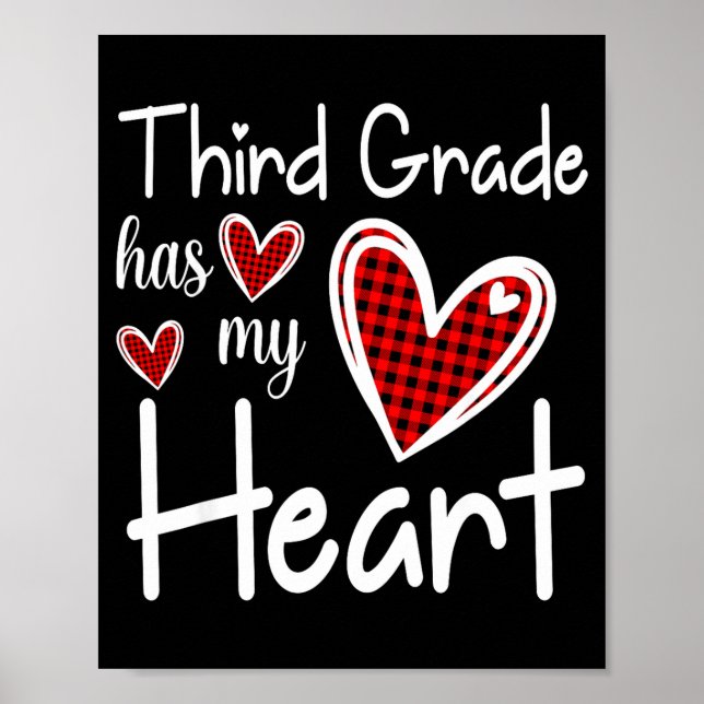 3rd Third Grade Has My Heart Buffalo Print Teacher Poster (Framsidan)