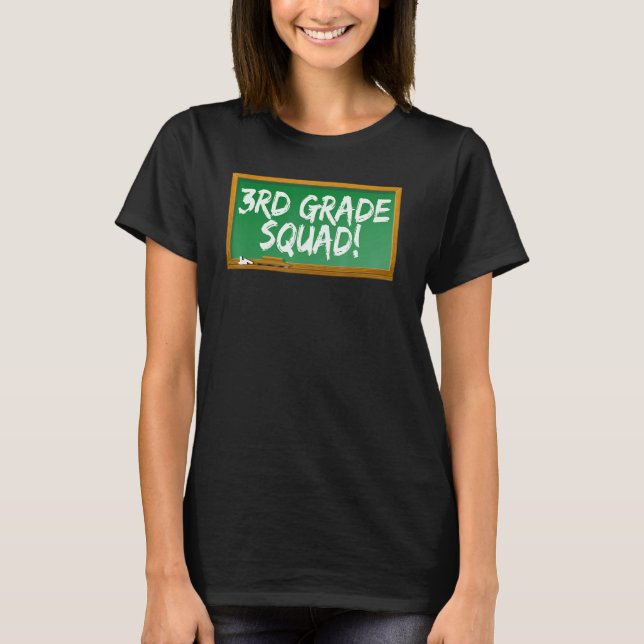 3rd Third Grade Squad Chalk Board T Shirt (Framsida)