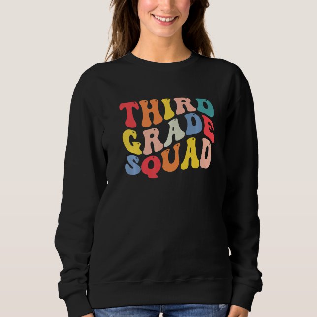 3rd Third Grade Squad Teacher Back To School Retro T Shirt (Framsida)