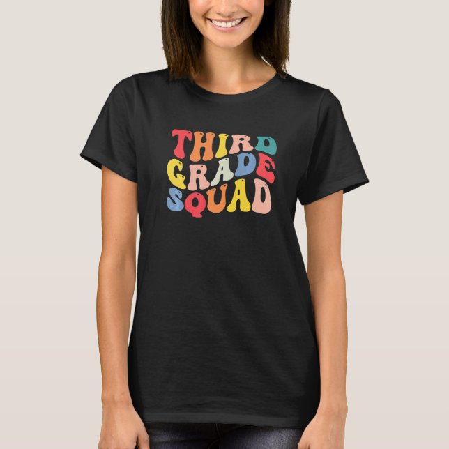 3rd Third Grade Squad Teacher Back To School Retro T Shirt (Framsida)