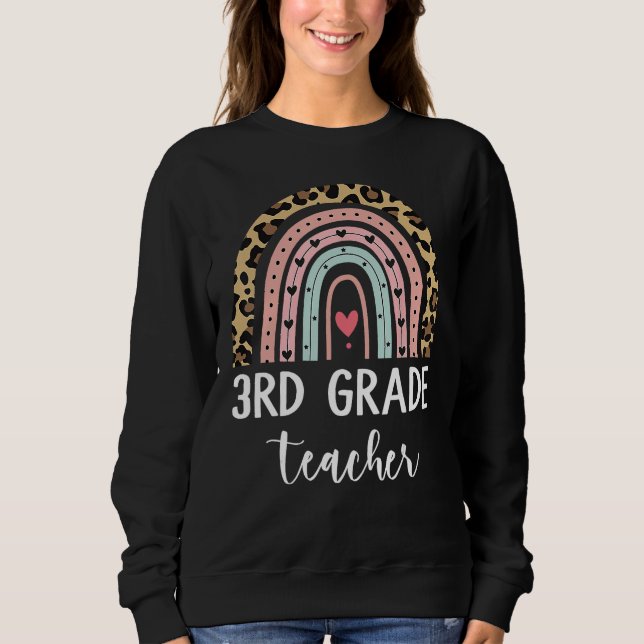 3rd Third Grade Teacher Rainbow Leopard Back To Sc T Shirt (Framsida)