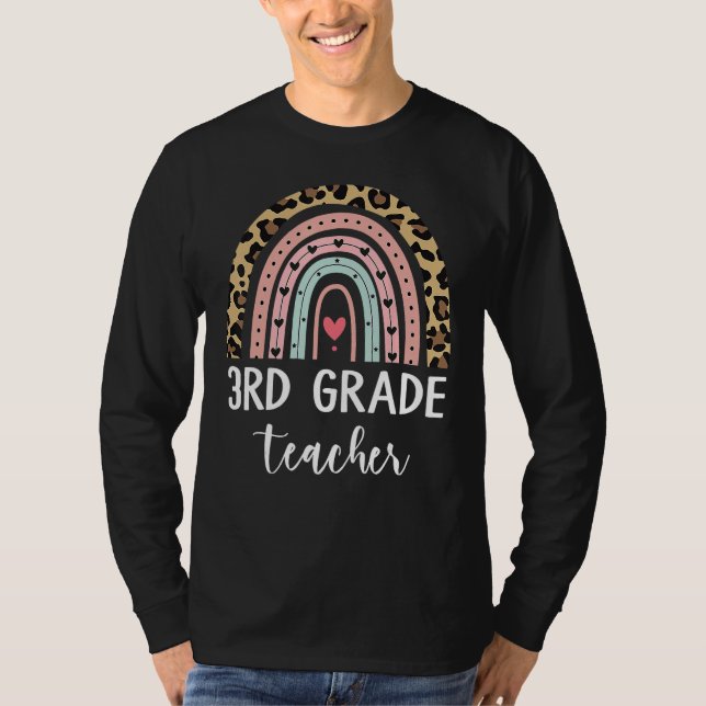 3rd Third Grade Teacher Rainbow Leopard Back To Sc T Shirt (Framsida)