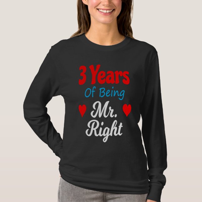 3rd Wedding Anniversary for Men Him Mr Right Husba T Shirt (Framsida)