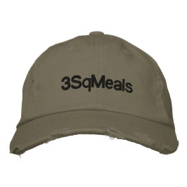 3sqmeals Distress Chino Twill Cap Broderad Keps