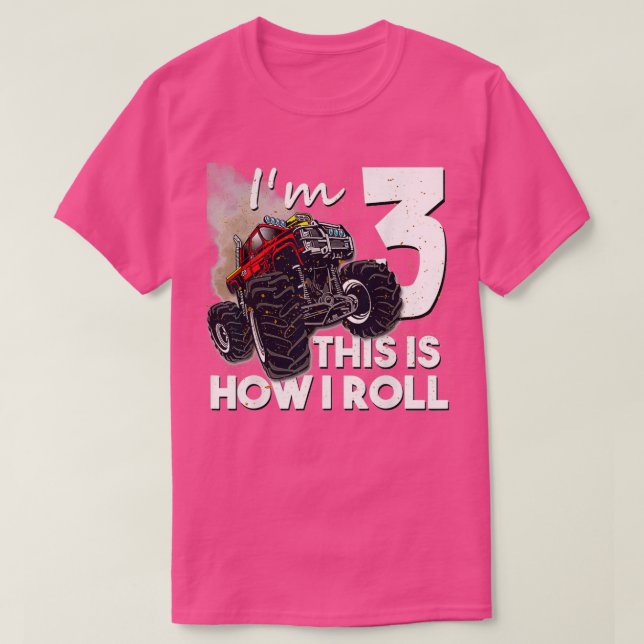 3th Birthday Boy Monster Truck 3 Years Old 2 T Shirt (Design framsida)