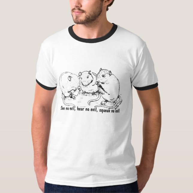 3wisefuzzmonkies ser ingen ondska, hör ingen t shirt (Framsida)