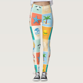 3x3 Strandmönsterdesign Leggings