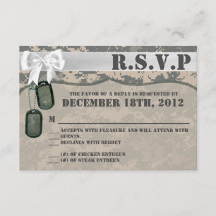3x5 R.S.V.P. Svara Card ARMY ACU Uniform Camo Camo OSA Kort